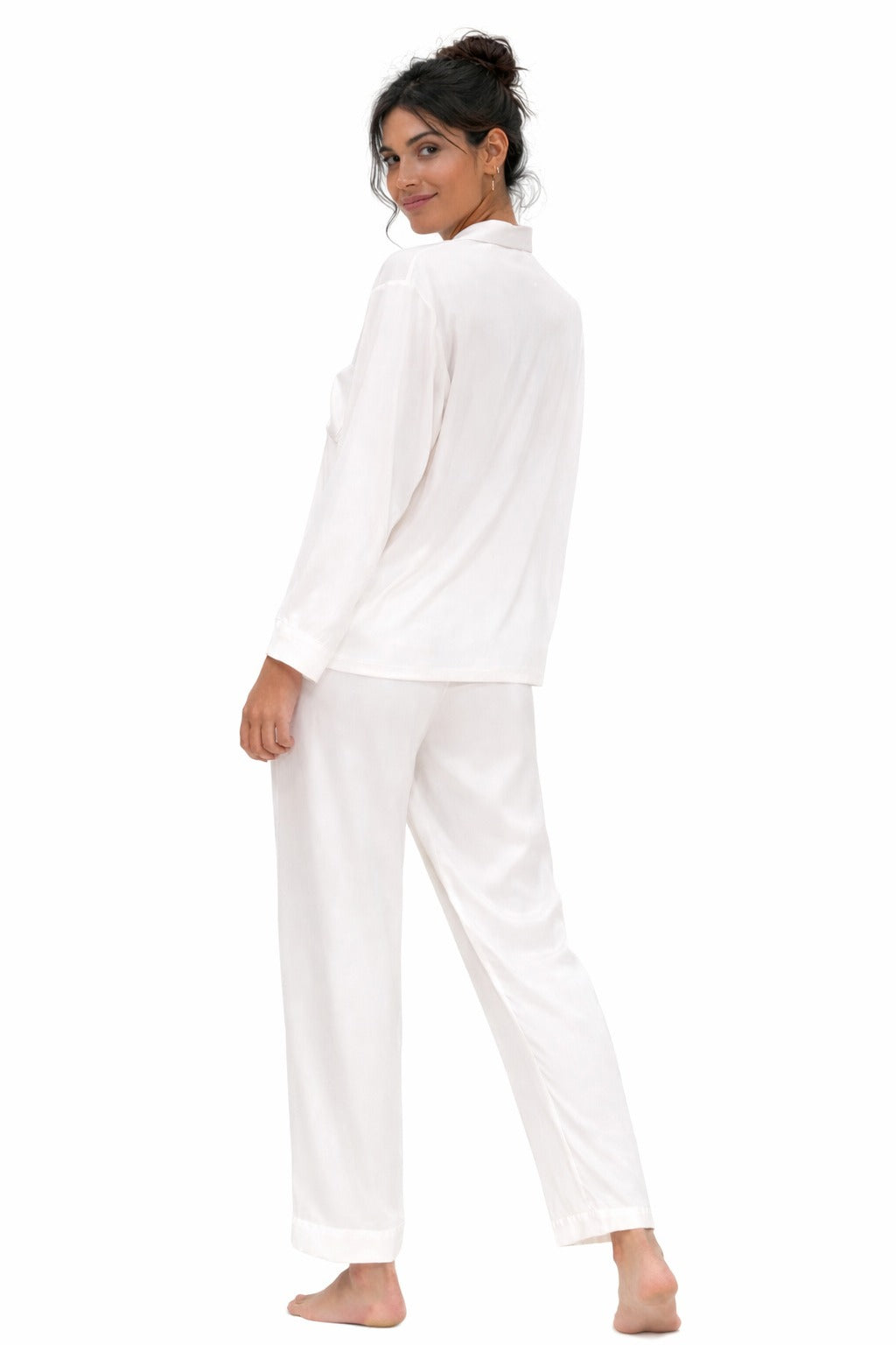 PYJAMA SATIJN - WHITE