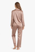 PYJAMA SATIJN - TAUPE WITH BROWN LINES