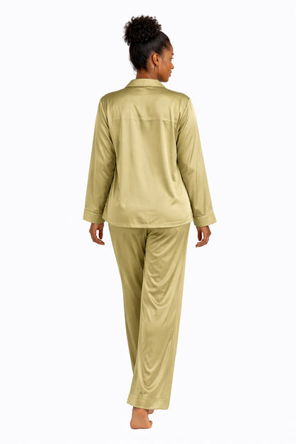 PYJAMA SATIJN - OLIVE