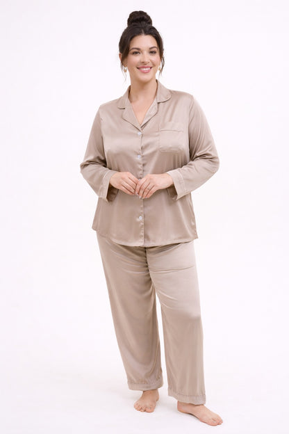 PYJAMA SATIJN - TAUPE