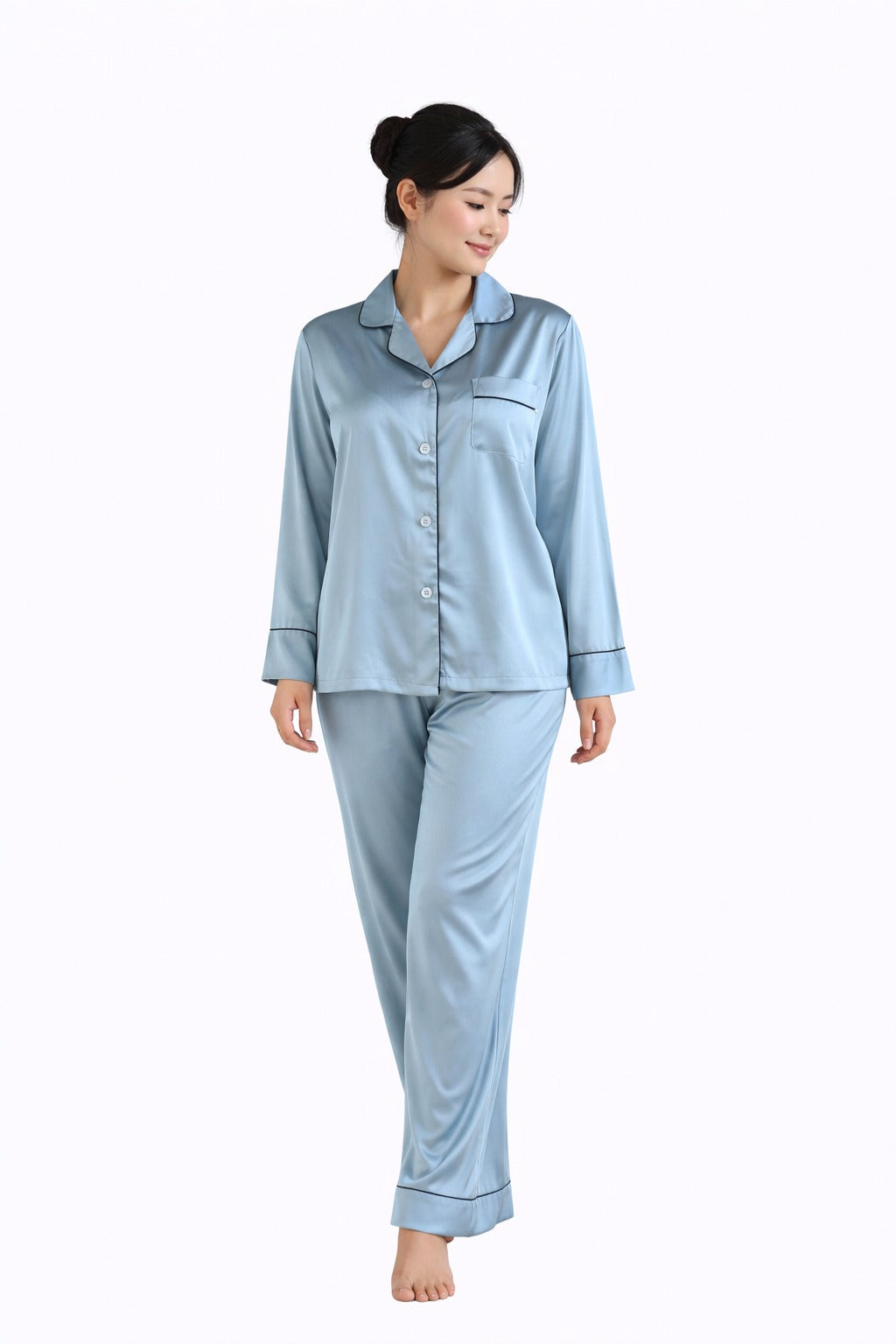 PYJAMA SATIJN - LIGHT BLUE
