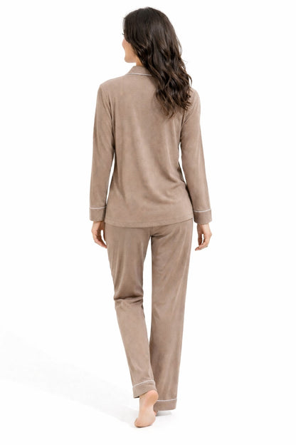 PYJAMA RIBSTOF - BEIGE