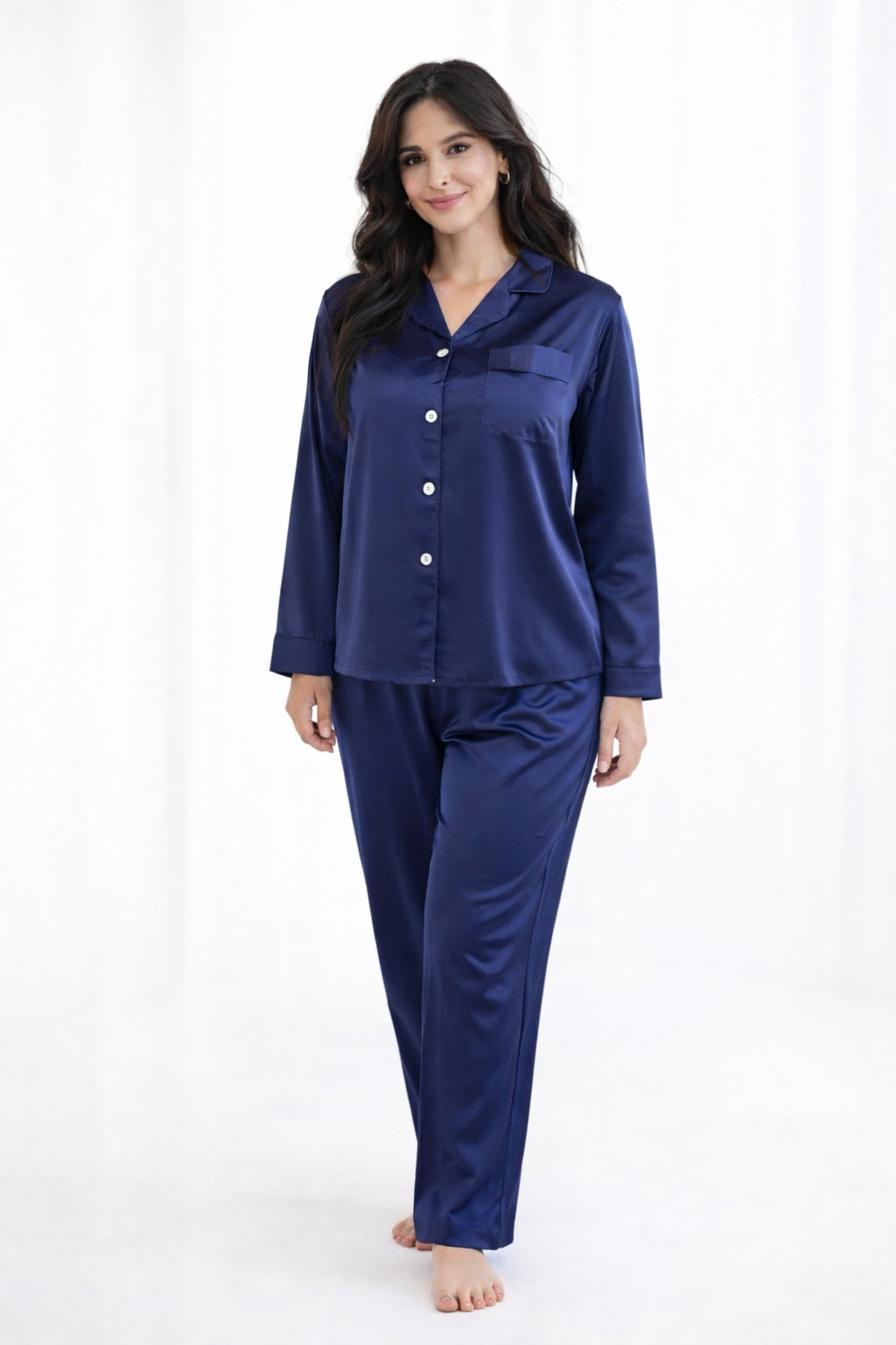 PYJAMA SATIJN - DARK BLUE