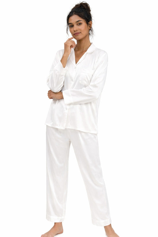 PYJAMA SATIJN - WHITE